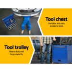 Giantz 7 Drawer Tool Box Cabinet Chest Trolley Toolbox Garage Storage Blue - Image 5