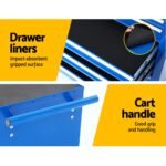 Giantz 7 Drawer Tool Box Cabinet Chest Trolley Storage Garage Toolbox Blue - Image 7
