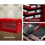 Giantz 9 Drawer Tool Box Cabinet Chest Toolbox Storage Garage Organiser Red - Image 3