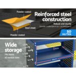 Giantz 3-Tier Tool Cart Storage Trolley Workshop Garage Pegboard Hooks Blue - Image 5