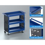 Giantz 3-Tier Tool Cart Storage Trolley Workshop Garage Pegboard Hooks Blue - Image 6