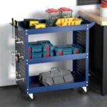 Giantz 3-Tier Tool Cart Storage Trolley Workshop Garage Pegboard Hooks Blue - Image 7