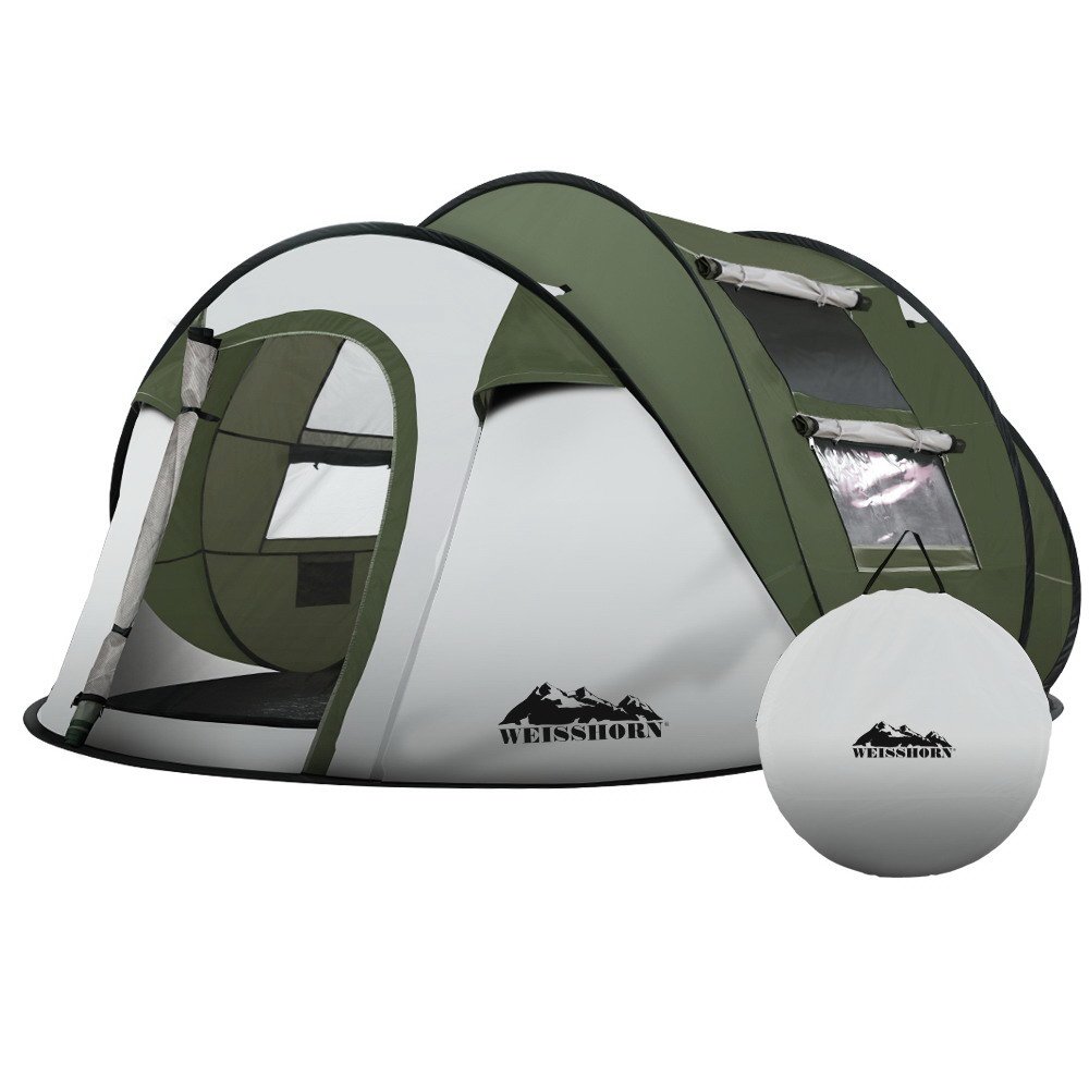 TENT-C-POP5-GR-00.jpg Weisshorn Instant Up Camping Tent 4-5 Person Pop up Tents Family Hiking Beach Dome - Image 1
