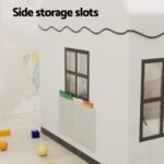 Keezi Kids Play Tent Playhouse Castle with String Lights Floor Mat Side Pocket - Image 6