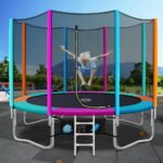 Everfit 12FT Trampoline for Kids w/ Ladder Enclosure Safety Net Pad Gift Round - Image 7