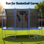 Everfit 12FT Trampoline Kids Rectangle Rebounder with Basketball Set Safety Net - Image 5