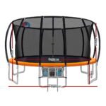 Everfit 16FT Trampoline for Kids w/ Ladder Enclosure Safety Net Rebounder Orange - Image 2