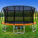 Everfit 16FT Trampoline for Kids w/ Ladder Enclosure Safety Net Rebounder Orange - Image 7