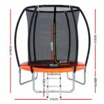 Everfit 6FT Trampoline for Kids w/ Ladder Trampoline Enclosure Safety Net Rebounder Orange - Image 2