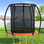 Everfit 6FT Trampoline for Kids w/ Ladder Trampoline Enclosure Safety Net Rebounder Orange