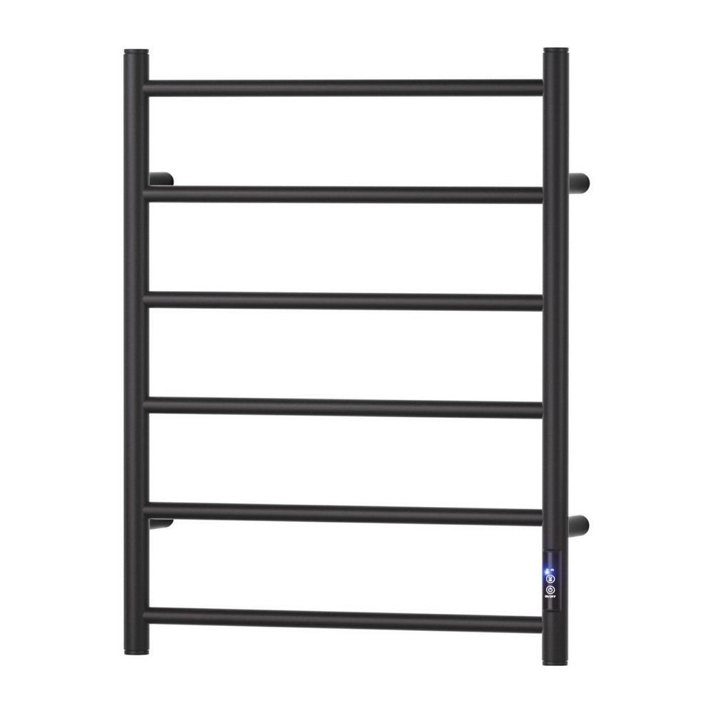 TW-C-109W-6T-BK-202504041346-00.jpg Devanti Heated Towel Rail 6 Round Bars with Timer Electric Heater Warmer Rack - Image 1