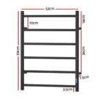 Devanti Heated Towel Rail 6 Round Bars  with Timer Electric Heater Warmer Rack - Image 2