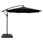 Instahut 3m Umbrella w/Base Outdoor Cantilever Beach Garden Patio Parasol Black - Image 2