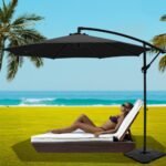 Instahut 3m Umbrella w/Base Outdoor Cantilever Beach Garden Patio Parasol Black - Image 7