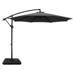 Instahut 3m Umbrella w/Base Outdoor Cantilever Beach Garden Patio Parasol Charcoal - Image 2