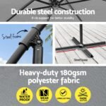 Instahut Umbrella Outdoor Umbrellas Cantilever Sun Stand UV Garden Base Grey 3M - Image 5