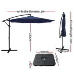 Instahut 3m Umbrella w/Base Outdoor Cantilever Beach Garden Patio Parasol Navy - Image 3