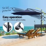 Instahut 3m Umbrella w/Base Outdoor Cantilever Beach Garden Patio Parasol Navy - Image 4