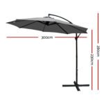 Instahut 3m Outdoor Umbrella Cantilever Beach Garden Patio Charcoal - Image 2
