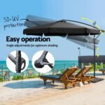 Instahut 3m Outdoor Umbrella w/Base Cantilever Garden Beach Patio Black - Image 4