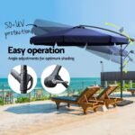 Instahut 3m Outdoor Umbrella w/Base Cantilever Garden Beach Patio Navy - Image 4