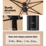 Instahut 4.57m Outdoor Umbrella w/Base Stand Beach Pole Garden Tilt Beige - Image 5