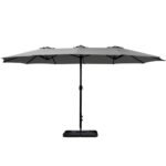 Instahut 4.57m Outdoor Umbrella w/Base Stand Beach Pole Garden Tilt Charcoal - Image 3