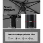 Instahut 4.57m Outdoor Umbrella w/Base Stand Beach Pole Garden Tilt Charcoal - Image 5