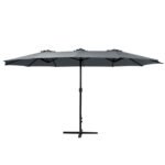 Instahut 4.57m Outdoor Umbrella Beach Pole Garden Tilt Charcoal - Image 3