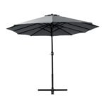 Instahut 4.57m Outdoor Umbrella Beach Pole Garden Tilt Charcoal - Image 4