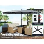 Instahut 4.57m Outdoor Umbrella Beach Pole Garden Tilt Charcoal - Image 5