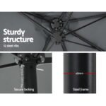 Instahut 4.57m Outdoor Umbrella Beach Pole Garden Tilt Charcoal - Image 7
