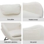 Artiss Rocking Chair Armchair Pillow Boucle White - Image 6
