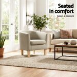 Artiss Armchair Tub Chair Beige Abby - Image 2