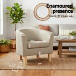 Artiss Armchair Tub Chair Beige Abby - Image 3