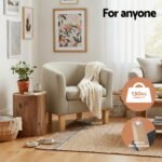 Artiss Armchair Tub Chair Beige Abby - Image 4