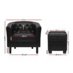 Artiss Armchair Set with Ottoman Black Ava - Image 2