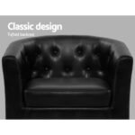 Artiss Armchair Set with Ottoman Black Ava - Image 3
