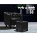 Artiss Armchair Set with Ottoman Black Ava - Image 4