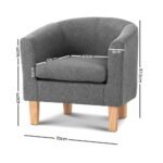 Artiss Abby Fabric Armchair - Grey - Image 2