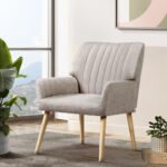 Artiss Armchair Fabric Beige Sebastini - Image 7