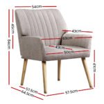 Artiss Armchair Fabric Beige Sebastini - Image 2