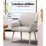 Artiss Armchair Fabric Beige Sebastini - Image 4