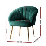 Artiss Armchair Velvet Green Eloise - Image 3