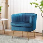 Artiss Armchair Velvet Blue Norvia - Image 7