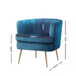 Artiss Armchair Velvet Blue Norvia - Image 2