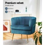 Artiss Armchair Velvet Blue Norvia - Image 4