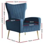 Artiss Armchair Navy Velvet Kate - Image 2