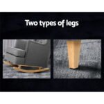 Artiss Rocking Chair Armchair Linen Fabric Grey Gaia - Image 5