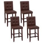 Artiss 4x Bar Stools Kitchen Dining Chairs Counter PU Leather Wooden Ada Brown